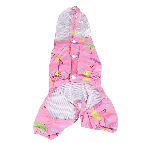 Qcwwy Reflektierender Haustier-Regenmantel, Niedlicher Wasserdichter Haustier-Regenmantel, Hunde-Regenjacke mit Kapuze, 4 Beine Bedeckter Hunde-Regenponcho für Hunde Im Freien (Rosa) von Qcwwy