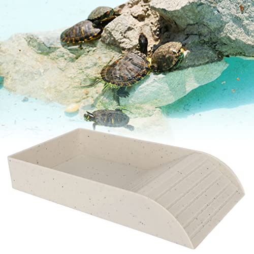 Qcwwy Reptilien-Schildkröten-Futternapf, Reptilien-Futternapf mit Rampe und Basking-Plattform, Schildkrötenfutter- und Wassernapf, rutschfest, Auch Geeignet für Badehörnchenfrösche, (Granitfarbe) von Qcwwy