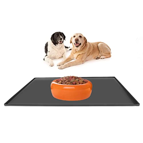 Qcwwy Silikon-Futtermatte für Haustiere, Katzenstreumatte, Hundefuttermatten für Böden, Wasserdicht, rutschfest, Hundenapfmatte, Silikon-Hunde- und Katzennapfmatte, (Schwarz) von Qcwwy