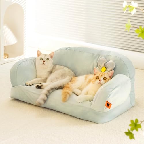 Qcwwy Sofa -Bett -Haustier Bang Seufzse SIGHE Big Cat Big Cat Bett für Kleine Hunde und Abnehmbare Atmungsaktive und Atmungsaktive Holländische Haus (Doppelsitz, Hellblau) von Qcwwy
