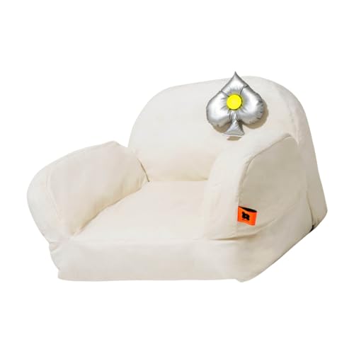 Qcwwy Sofa -Bett -Haustier Bang Seufzse SIGHE Big Cat Big Cat Bett für Kleine Hunde und Abnehmbare Atmungsaktive und Atmungsaktive Holländische Haus (Einzelsitz, Beigeweiß) von Qcwwy