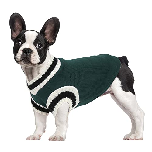 Qcwwy Warm Pet Pullover, Campus Style V Hals Gestrickt Pullover Weste Klassische College -Stil -Zier Strickpullover Haustierkleidung Haustier Wintermantel Kleidung für und Winter (L) von Qcwwy