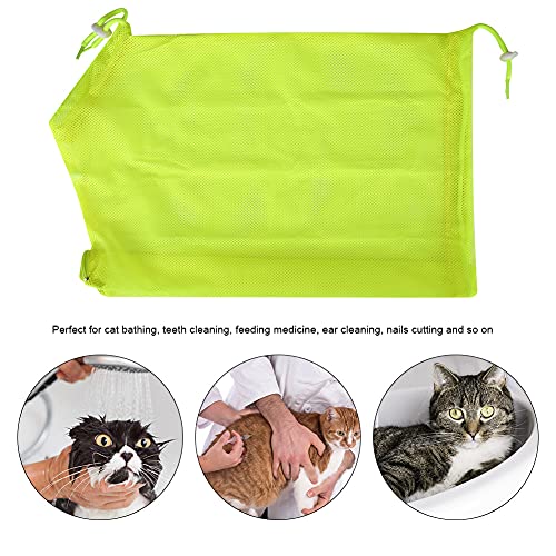 Qcwwy Zurückhaltung Tasche Haustier Dusche Waschen Tasche Nägel Schneiden Ohr Reinigung Werkzeug Pet Baden Mesh Tasche Katze Pflege Taschen Katze (Yellow) von Qcwwy