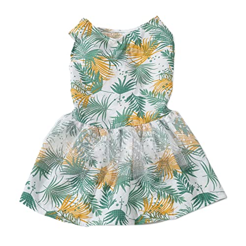 Qcwwy Sommerliches Hundekleid mit Blättermuster, Süßes Welpenkleid für Katzen, Welpen, Einfach an- und Auszuziehen, für Empfindliche Haut, Polyestermaterial (S) von Qcwwy