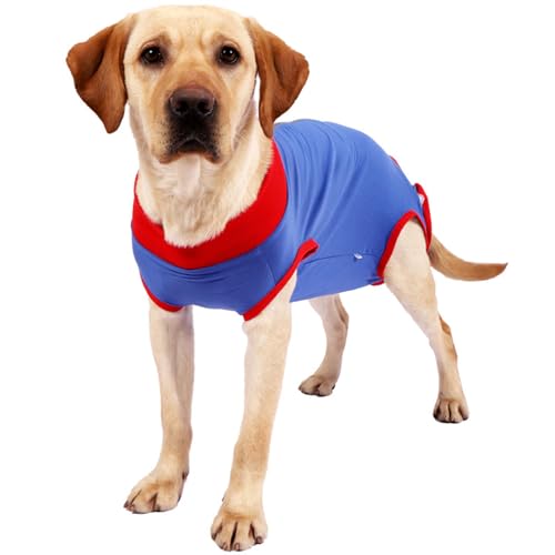 Verstellbarer Hunde-Wiederherstellungsanzug, verhindert Lecken nach Operationen, Hemd für Bauchwunden, bequem und schützend, feine Verarbeitung, einfach zu tragen, Blau von Qcwwy