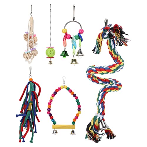Vogelspielzeug Spielzeug, Vogelkauen und Spielen für Sittiche, Nymphensittiche, Sittiche, Übung für Papageien, Sittiche und Kleintiere, 6 Stück, Kleine Vogelschaukel Vogelspielzeug Spielzeug, Vogelkauen und Spielen für Sittiche, Nymphensittiche, Sittiche, Übung für Papageien, Sittiche und Kleintiere, 6 Stück, Kleine Vogelschaukel von Qcwwy