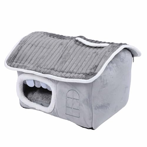 Warm Isoliertes Katzenhaus, Abnehmbares, Waschbares, Weiches Haustierbett für den Innenbereich mit Dekoration aus Schwammmaterial für Kleine und Mittelgroße Haustiere, Erhöhter Warm Isoliertes Katzenhaus, Abnehmbares, Waschbares, Weiches Haustierbett für den Innenbereich mit Dekoration aus Schwammmaterial für Kleine und Mittelgroße Haustiere, Erhöhter von Qcwwy