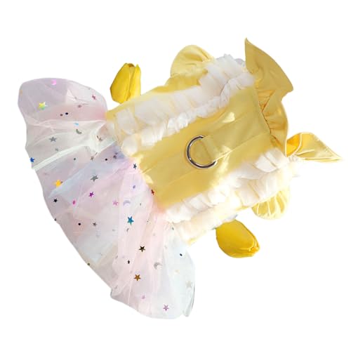 Weiches, Atmungsaktives Haustier-Prinzessinnenkleid mit Leinenschnalle für Sommerpartys, Zartes Design und Handgefertigte Details (Yellow) von Qcwwy