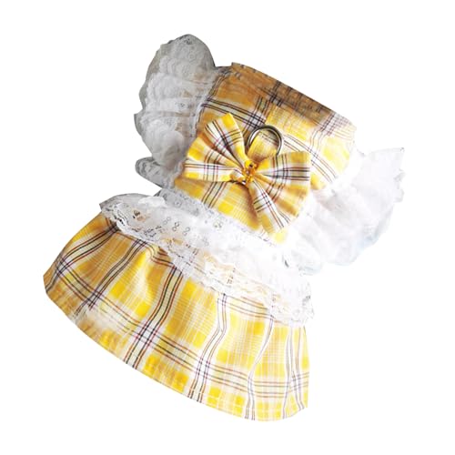 Weiches Material, Hunde-Prinzessinnenkleid mit Fliege, elegantes, süßes Teddy-Kleid für kleine Hunde, perfekt für Frühling und Herbst (Gelb) von Qcwwy