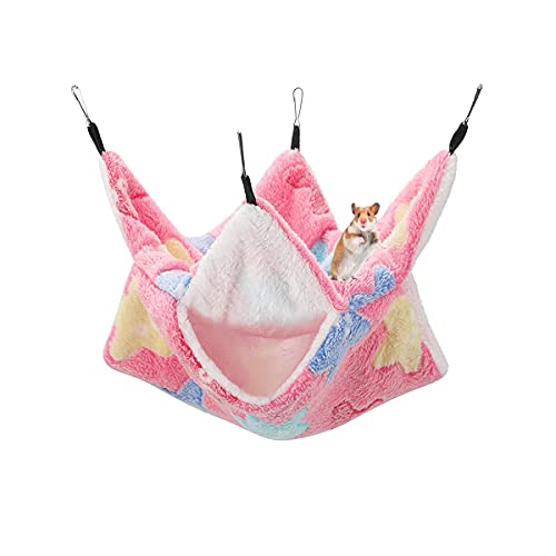 QeeHeng Hängematte für kleine Tiere, für kleine Haustiere, doppellagig, für Frettchen, Ratten, Zuckergleiter und andere kleine Tiere, rosa von QeeHeng