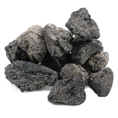 Qerutk 1 Packung Natürliche Aquarium-Steine, Lavastein, Aquarium-Felsen schwarz, Aquarium-Dekosteine, für Pflanzen, Kies für Gartenabdeckung, Pflanzenentwässerung, Kies, Terrarium im Innenbereich (200 von Qerutk