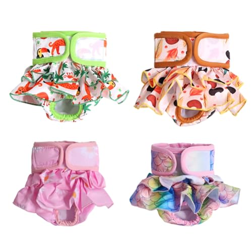 Qerwsdty 4 Stück Haustier Menstruationshosen Waschbare für Hündinnen Strapazierfähiger Haustierrock für Hundekleid für Hündinnen Menstruationsphasen XS von Qerwsdty