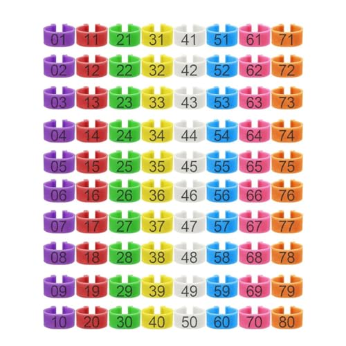 Qerwsdty 80 Stück 16 mm Hühnerbeinringe in 8 Farben, 01-80 Nummerierte Hühnerbeinringe Zur Identifizierung, Enten-Geflügelbeinanhänger Qerwsdty 80 Stück 16 mm Hühnerbeinringe in 8 Farben, 01-80 Nummerierte Hühnerbeinringe Zur Identifizierung, Enten-Geflügelbeinanhänger von Qerwsdty