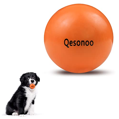 Qesonoo Hundebälle, unzerstörbar, Vollgummi, Hüpfball für Hunde, aggressive Kauer, kleine Rassen, ungiftig, schwimmend, hohe Elastizität, langlebig, zum Kauen, Spielen und Training, Orange, 5 cm von Qesonoo