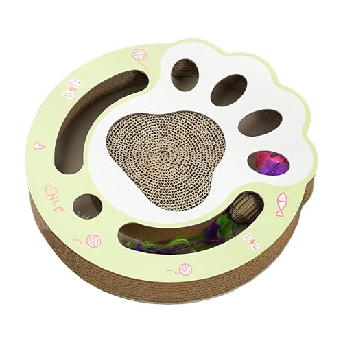 Qfdiwr Katzenkratzer, Katzenkratzer -Karton | Kartonkatze Kratzerpfosten,Feather Ball Interactive Sturdy Funny Multi funktionales Spielzeug für Kätzchen -Sofa Boden Heimspiel von Qfdiwr