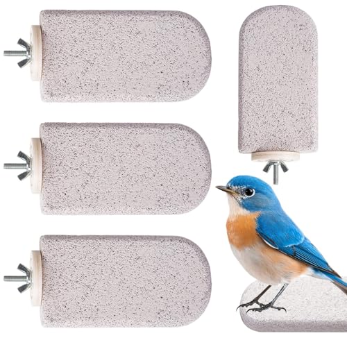 Qfdiwr Sitzstange für Vogelkäfig, 4-teilig, Vulkanstein, gefrostet, Kratzstab für Vögel – Spielzeug, Übung, Kaustick, Krallen, Nest für Tiertraining, Outdoor | Tier-Übungsspiel von Qfdiwr