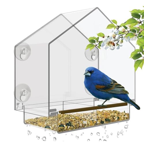 Qfdiwr Transparente Fenster-Vogelhäuschen aus Acryl,Fenster-Vogelhäuschen für den Außenbereich | Acryl-Vogelhaus | Verbesserter Vogelbeobachtungs-Futterspender mit Saugnapf für Wildvogelbeobachtung, von Qfdiwr
