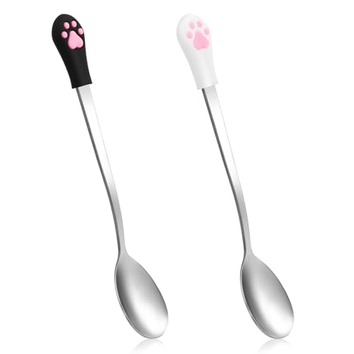 2 Stück Löffel Katzen Katzenfutter Löffel Tierfutter Edelstahl Katzen Tragbare Schaufel Futterlöffel Tierform Kleiner Katzenklauenlöffel für Nassfutter von QfwdfcTrenz