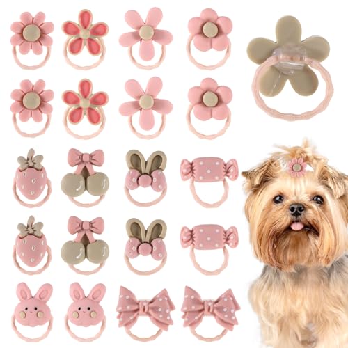 QfwdfcTrenz Haar-Zubehör-Set für kleine Hunde, mit Gummiband, Schleife, Haarschleife, niedliche Blume, Knoten, Zubehör für kleine bis mittelgroße Hunde, Hellrosa, 20 Stück QfwdfcTrenz Haar-Zubehör-Set für kleine Hunde, mit Gummiband, Schleife, Haarschleife, niedliche Blume, Knoten, Zubehör für kleine bis mittelgroße Hunde, Hellrosa, 20 Stück von QfwdfcTrenz