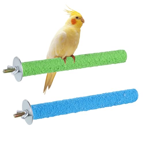 Sittich-Vogel-Sitzstangen für Käfig, 2 Stück, Holz, Papageienständer, Käfig-Zubehör, bunt, natürlicher Holzstab, Pfotenabschleifen, raue Oberfläche, Kauspielzeug für Sittiche, Nymphensittiche Sittich-Vogel-Sitzstangen für Käfig, 2 Stück, Holz, Papageienständer, Käfig-Zubehör, bunt, natürlicher Holzstab, Pfotenabschleifen, raue Oberfläche, Kauspielzeug für Sittiche, Nymphensittiche von QfwdfcTrenz