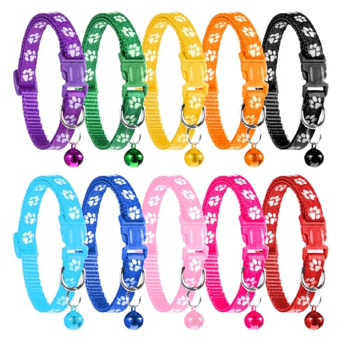 Welpenhalsbänder für Katzenstreu, 19–32 cm, verstellbar, weiches Nylon, Katzenstreu, Identifizierung, weiches Nylon, Welpenhalsband mit Glöckchen, 10 Stück Welpenhalsbänder für Katzenstreu, 19–32 cm, verstellbar, weiches Nylon, Katzenstreu, Identifizierung, weiches Nylon, Welpenhalsband mit Glöckchen, 10 Stück von QfwdfcTrenz