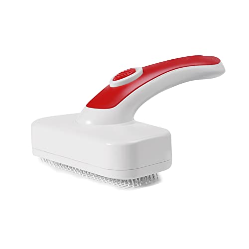 Qhpnunhq Selbstreinigende Bürste für Haustiere, für die Fellpflege von Hunden mit langen und kurzen Haaren, einziehbare Bürste für Hunde, Rot Qhpnunhq Selbstreinigende Bürste für Haustiere, für die Fellpflege von Hunden mit langen und kurzen Haaren, einziehbare Bürste für Hunde, Rot von Qhpnunhq
