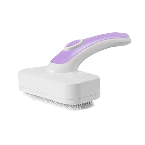 Qhpnunhq Selbstreinigende Bürste für Haustiere, für die Fellpflege von Hunden mit langen und kurzen Haaren, einziehbare Bürste für Hunde, Violett Qhpnunhq Selbstreinigende Bürste für Haustiere, für die Fellpflege von Hunden mit langen und kurzen Haaren, einziehbare Bürste für Hunde, Violett von Qhpnunhq