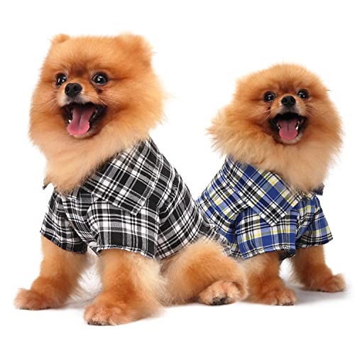 QiCheng & LYS Hundehemd Plaid Hundekleidung Pet Fashion Plaid Shirt Haustier-Hundekleidung Cat Plaid Kleidung Hemd weich und bequem(schwarz + gelb, XL) von QiCheng&LYS
