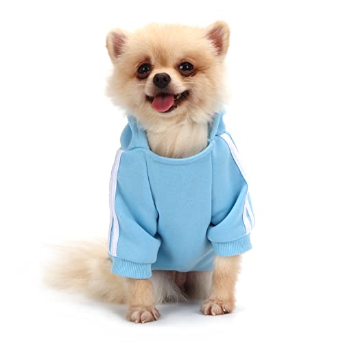 QiCheng&LYS Hundemantel Hund Hoodies Kleidung, Pet Puppy Katze Niedlicher Baumwoll Warm Hoodies Coat Pullover (Blau, M) von QiCheng&LYS