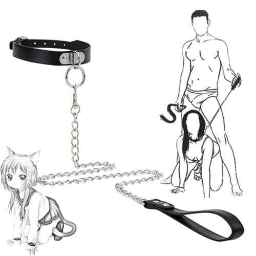 2025 Neue Schwarze Leder Fitness Halskette Mit Traktionsseil, Stilvolles Aussehen, Haustier Halsband, Paar Geschenk Upk5 von QiKKago