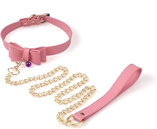 2025 Rosa Bow Fitness Haustier Halskette Mit Langer Kette, Geeignet FüR Fitness Und TäGliche AnläSse, Paar Geschenk K4 von QiKKago