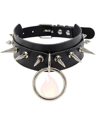 Schwarze Leder Halskette Mit MetallnäGeln, Gothic Stil, Katze Halsband Halskette, Hundehalsband, Paar Geschenk, K16 von QiKKago