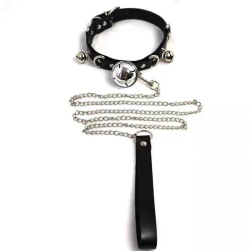 Schwarzes Leder Multi-Bell Pet Halsband, Mit Zugseil, Aerobic Fitness-AusrüStung, Paar Geschenk-K1 Schwarzes Leder Multi-Bell Pet Halsband, Mit Zugseil, Aerobic Fitness-AusrüStung, Paar Geschenk-K1 von QiKKago