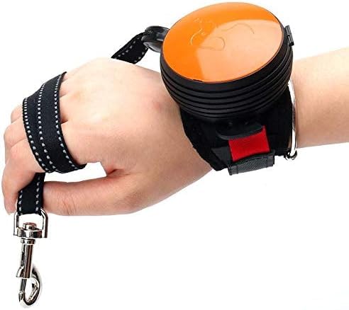 Freihändige einziehbare Hundeleine, ausziehbare Welpen-Laufleine, Hundeleine, 3 Meter Handgelenk-Gurtband, freihändige Leine für Hunde bis zu 55 Pfund, 5 Orange von QiXiaYuHui