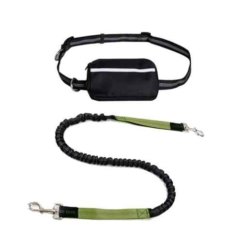 Dog Running Lead, Hands Free Dog Leash with Zipper Pouch, Dogs Walking Belt for Running and Walking The Dogs (Army Green) von Qiamia