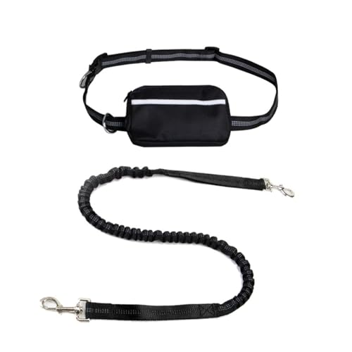 Dog Running Lead, Hands Free Dog Leash with Zipper Pouch, Dogs Walking Belt for Running and Walking The Dogs (Black) von Qiamia