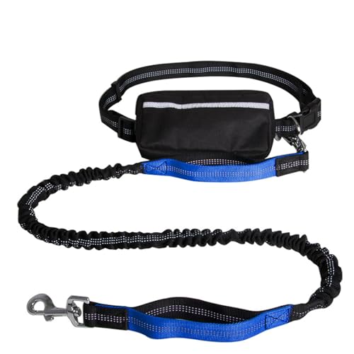 Dog Running Lead, Hands Free Dog Leash with Zipper Pouch, Dogs Walking Belt for Running and Walking The Dogs (Blue) von Qiamia