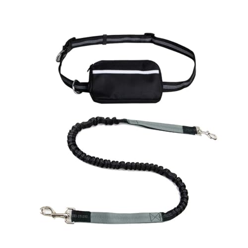 Dog Running Lead, Hands Free Dog Leash with Zipper Pouch, Dogs Walking Belt for Running and Walking The Dogs (Gray) von Qiamia