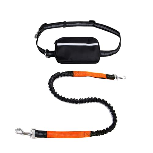 Dog Running Lead, Hands Free Dog Leash with Zipper Pouch, Dogs Walking Belt for Running and Walking The Dogs (Orange) von Qiamia