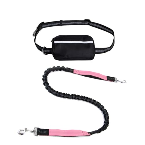 Dog Running Lead, Hands Free Dog Leash with Zipper Pouch, Dogs Walking Belt for Running and Walking The Dogs (Pink) von Qiamia