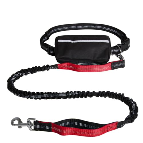 Dog Running Lead, Hands Free Dog Leash with Zipper Pouch, Dogs Walking Belt for Running and Walking The Dogs (Red) von Qiamia