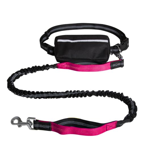 Dog Running Lead, Hands Free Dog Leash with Zipper Pouch, Dogs Walking Belt for Running and Walking The Dogs (Rose Red) von Qiamia