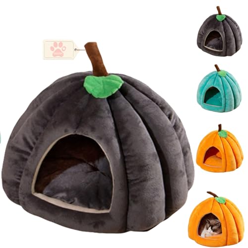 Pumpkin Cat Bed Cave, Waterproof Pumpkin Cat Sleeping Bag, Halloween Cats Bed with Removable Cushion, Warm and Non-Slip for Cats Small Dogs (Gray,XL) von Qiamia