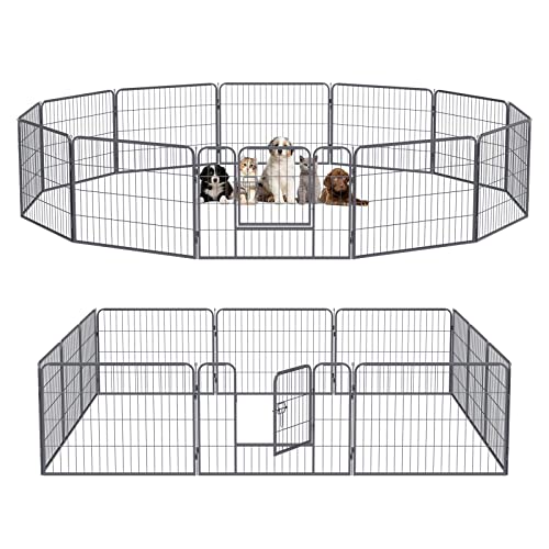 QianRuiDa Welpenlaufstall Freigehege Metall Welpenauslauf Hundelaufstall für Hund Welpen 12 Teiliger Zaun Gitter-60cm von QianRuiDa