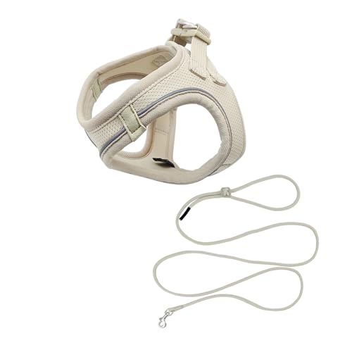 Qianruida Kleines Hundegeschirr Katzengeschirr Mesh-Jacke Weich Reflektierend Verstellbar Welpenweste Und Leine Für Hunde Kleiner Und Mittlerer Größe Zum Laufen Laufen Training (Beige Xs) Qianruida Kleines Hundegeschirr Katzengeschirr Mesh-Jacke Weich Reflektierend Verstellbar Welpenweste Und Leine Für Hunde Kleiner Und Mittlerer Größe Zum Laufen Laufen Training (Beige Xs) von QianRuiDa