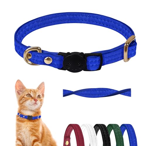 Qianruida Katzenhalsband aus Leder mit Glöckchen, sicheres Halsband für Katzen, Sicherheitsschnalle, Kätzchenhalsband, Blau Qianruida Katzenhalsband aus Leder mit Glöckchen, sicheres Halsband für Katzen, Sicherheitsschnalle, Kätzchenhalsband, Blau von QianRuiDa