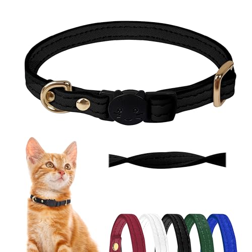 Qianruida Katzenhalsband aus Leder mit Glöckchen, sicheres Halsband für Katzen, Sicherheitsschnalle, Kätzchenhalsband, Schwarz Qianruida Katzenhalsband aus Leder mit Glöckchen, sicheres Halsband für Katzen, Sicherheitsschnalle, Kätzchenhalsband, Schwarz von QianRuiDa
