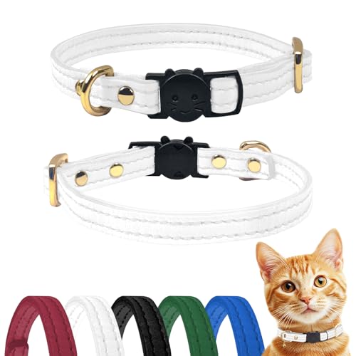 Qianruida Leder Katzenhalsband Quick Release Kitten Halsband Katzenhalsbänder mit Sicherheitsverschluss- Weiß Qianruida Leder Katzenhalsband Quick Release Kitten Halsband Katzenhalsbänder mit Sicherheitsverschluss- Weiß von QianRuiDa