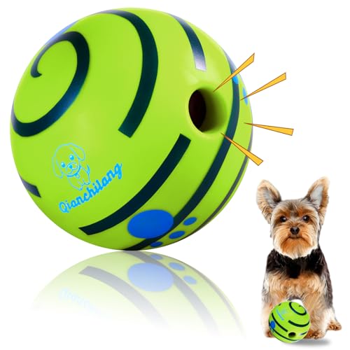Qianchilang Wackelkicherball für Hunde, langlebiger interaktiver Hunde-Wackelball, Hundebälle mit lustigen Kichergeräuschen beim Rollen oder Schütteln, der Waggle Ball für Hunde Training Zahnreinigung von Qianchilang