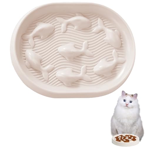 Futternapf für langsames Fressen, weißer Futternapf für Katzen, Puzzle, Anti-Schlingen, langsames Fressen, niedliches Labyrinth-Katzenfutterteller, langsamer Futternapf für Katzen, Kätzchen, Hunde, von Qianeffort